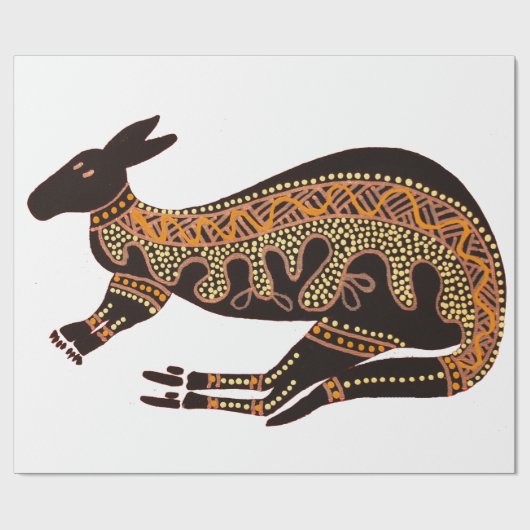 Papier Cadeau Kangaroo Single on White Wrapper Paper (Plat)