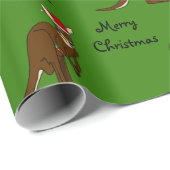 Papier Cadeau Kangourou de Joyeux Noël (Coin rond)