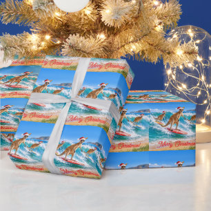 Papier Cadeau Kangourou de Noël surfant à Bells Beach