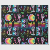 Papier Cadeau Karaoke Neon Glow Singing Music Party (Plat)