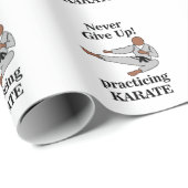 Papier Cadeau Karate Black Belt n'abandonne jamais les arts mart (Coin rond)