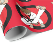 Papier Cadeau Karaté de ceinture noire/garçon brune de Ninja (Coin rond)