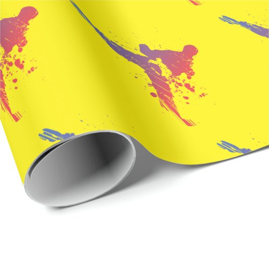 Papier Cadeau Karaté Kick (Coin rond)