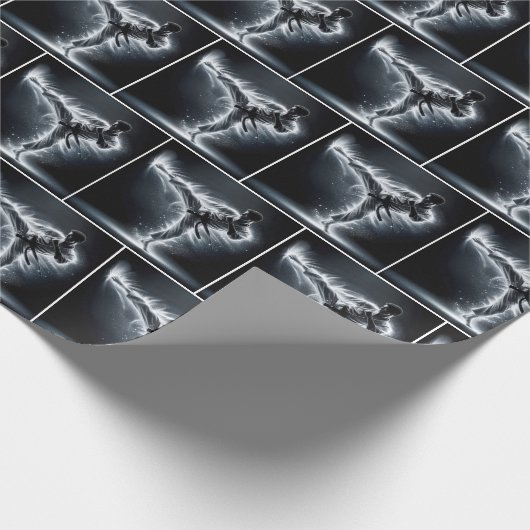 Papier Cadeau Karate Man Avec Neon Energy Light Trails (Coin)