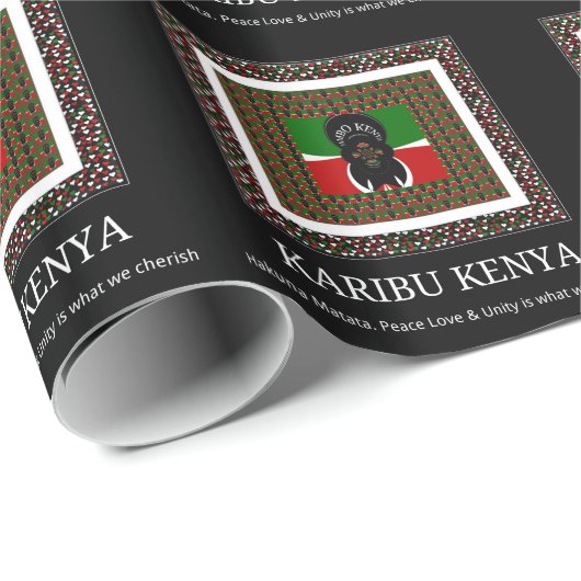 Papier Cadeau Karibu Kenya Hakuna Matata (Coin rond)