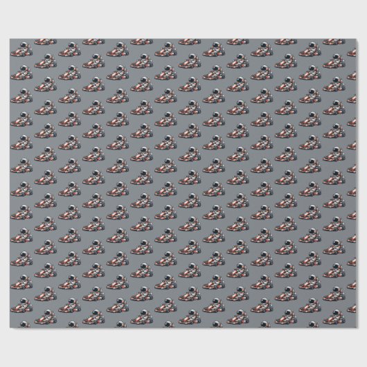 Papier Cadeau Karting d'astronaute (Plat)