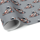 Papier Cadeau Karting d'astronaute (Coin rond)