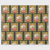 Papier Cadeau Kawaii Chat manger Ramen (Plat)