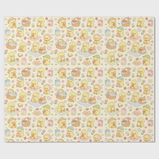 Papier Cadeau Kawaii Chicken Picnic Pattern Wrapping Paper (Plat)