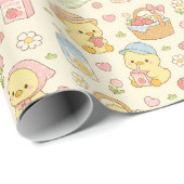 Papier Cadeau Kawaii Chicken Picnic Pattern Wrapping Paper (Coin rond)