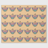Papier Cadeau Kawaii Cupcake (Plat)