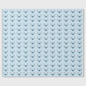 Papier cadeau Kawaii face souriant bleu (Plat)