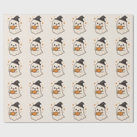 Papier Cadeau Kawaii Ghost avec Halloween Candy (Plat)