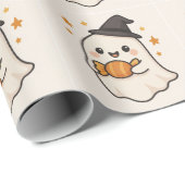 Papier Cadeau Kawaii Ghost avec Halloween Candy (Coin rond)