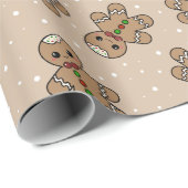 Papier Cadeau Kawaii Gingerbread Homme Motif (Coin rond)