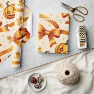 Papier Cadeau Kawaii Halloween Citrouille & Vaches Cadeau Envelo
