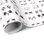 Papier Cadeau kawaii kaomoji (Coin rond)