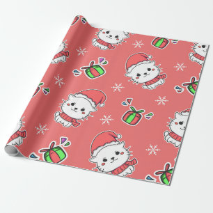Papier Cadeau Kawaii Noël Kitty