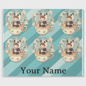 Papier Cadeau Kawaii Panda Coffee Gift Wrap Paper (Plat)