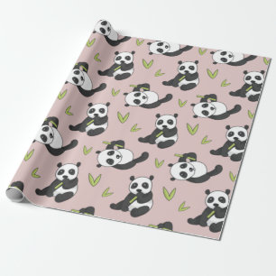 Papier Cadeau Kawaii Panda Dessin animalier Motif mignon été