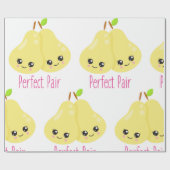 Papier Cadeau Kawaii Pear Couple Parfait Paire Funny Pun (Plat)