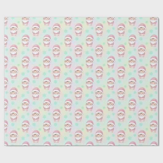 Papier Cadeau Kawaii Santa pastel pattern  (Plat)