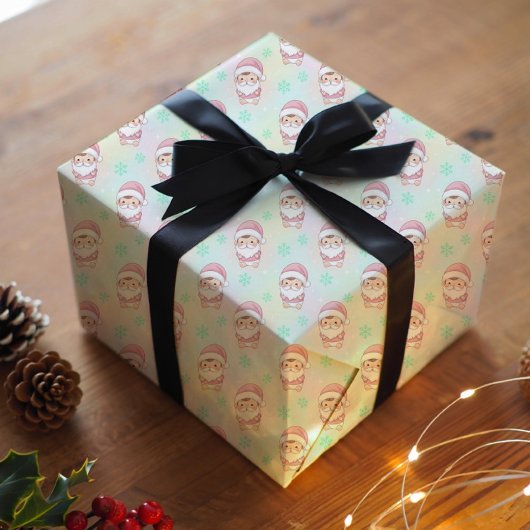 Papier Cadeau Kawaii Santa pastel pattern