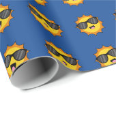 Papier Cadeau Kawaii Soleil avec lunettes de soleil Joyeux visag (Coin rond)