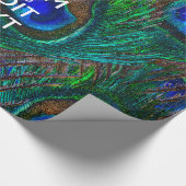 Papier Cadeau Keep Calm and Your Text on Peacock Feathers (Coin)