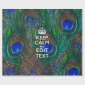 Papier Cadeau Keep Calm and Your Text on Peacock Feathers (Plat)