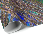 Papier Cadeau Keep Calm and Your Text on Peacock Feathers (Coin rond)