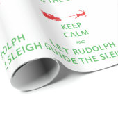 Papier Cadeau Keep Calm Let Rudolph Guide Sleigh (Coin rond)