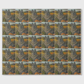 Papier Cadeau Keeshond Chien automne récolte Thanksgiving (Plat)