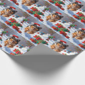 Papier Cadeau Keeshond Chien courant dans la neige avec le Casqu (Coin)