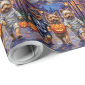Papier Cadeau Keeshond Trick-or-Treating dans les costumes d'Hal (Coin rond)