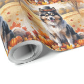 Papier Cadeau Keeshony À L'Automne Feuille Thanksgiving Art (Coin rond)