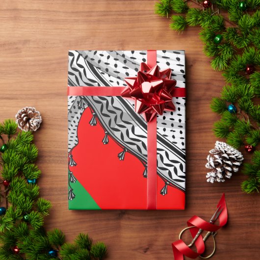 Papier Cadeau Keffiyeh Écharpe palestinienne tissu traditionnel (Cadeau de vacances)