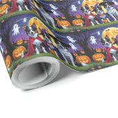 Papier Cadeau Kelpies australiennes Chiens Citrouille Halloween  (Coin rond)