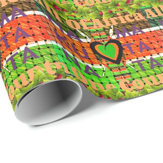 Papier Cadeau Kenya Edgy Drapeau National Couleurs Motif Design (Coin rond)