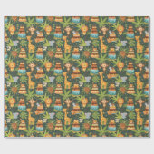 Papier Cadeau Kids Birthday Jungle Themed Wrapping Paper (Plat)