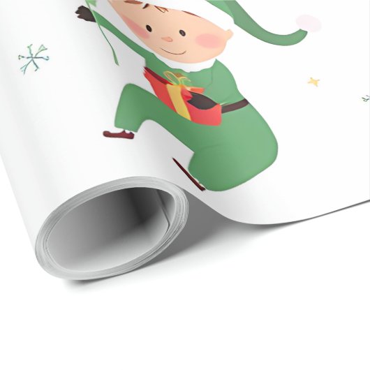 Papier Cadeau Kids Elf Christmas Wrapping Paper (Coin rond)