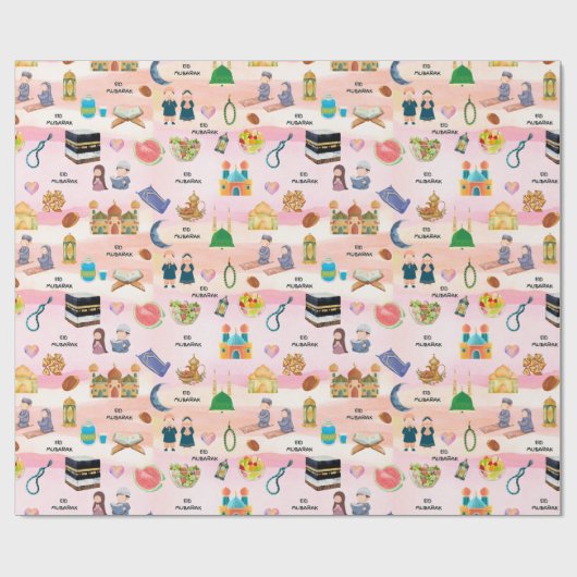 Papier Cadeau Kids Islamic Gift Wrap – Colourful Eid & Ramadan (Plat)
