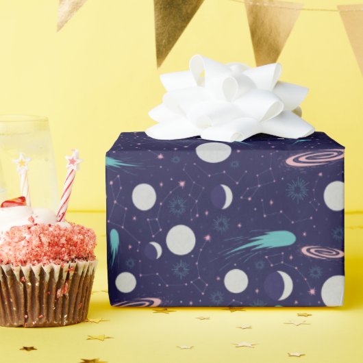 Papier Cadeau Kids Moon Meteor Black Hole Planet Comet (Fête d'anniversaire)