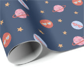 Papier Cadeau Kids Space Mini Pattern with Planets & Stars (Coin rond)