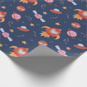 Papier Cadeau Kids Space Pattern with Rockets & Planets (Coin)