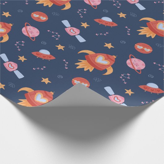 Papier Cadeau Kids Space Pattern with Rockets & Planets (Coin)
