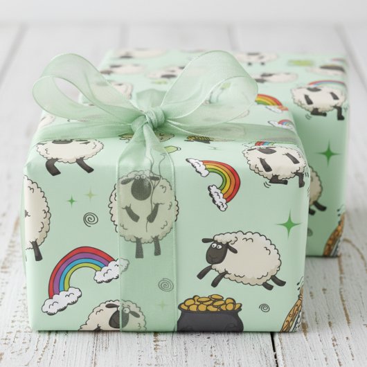 Papier Cadeau Kids St. Patrick’s Day Sheep & Shamrocks