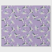 Papier Cadeau Kimono Art violet de grue japonaise (Plat)