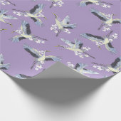 Papier Cadeau Kimono Art violet de grue japonaise (Coin)