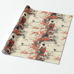 Papier Cadeau Kimono Couple Sakura Romantique Motif (2)